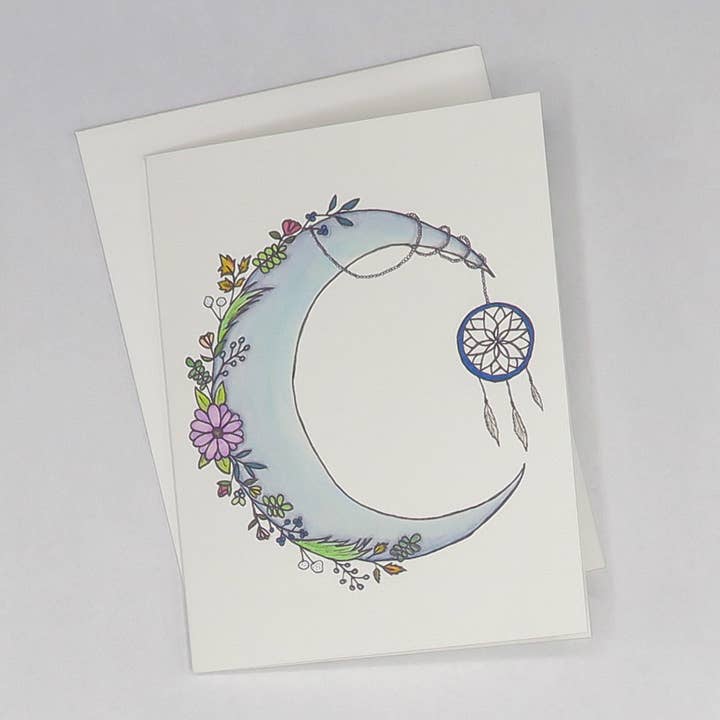 Floral Moon Dream Catcher Greeting Card for wholesale by Correspondence Paper Company