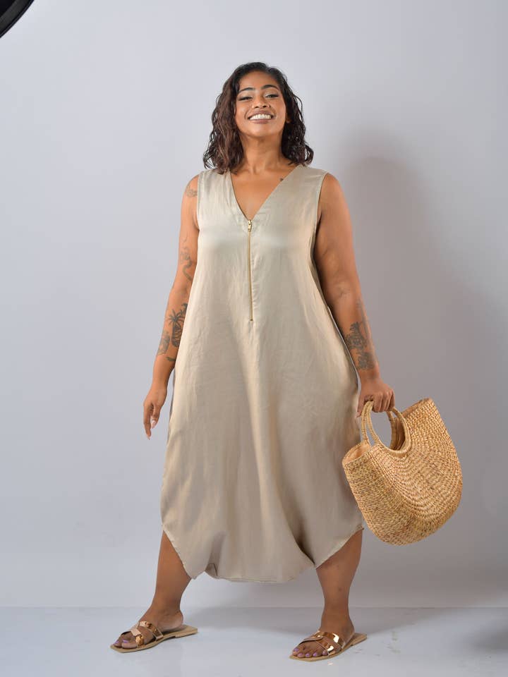 Ladies Linen Romper for wholesale by Double XL