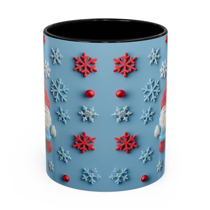 Santa Snowflake Pattern Mug | Accent Coffee Mug for wholesale by Le Paperie Co
