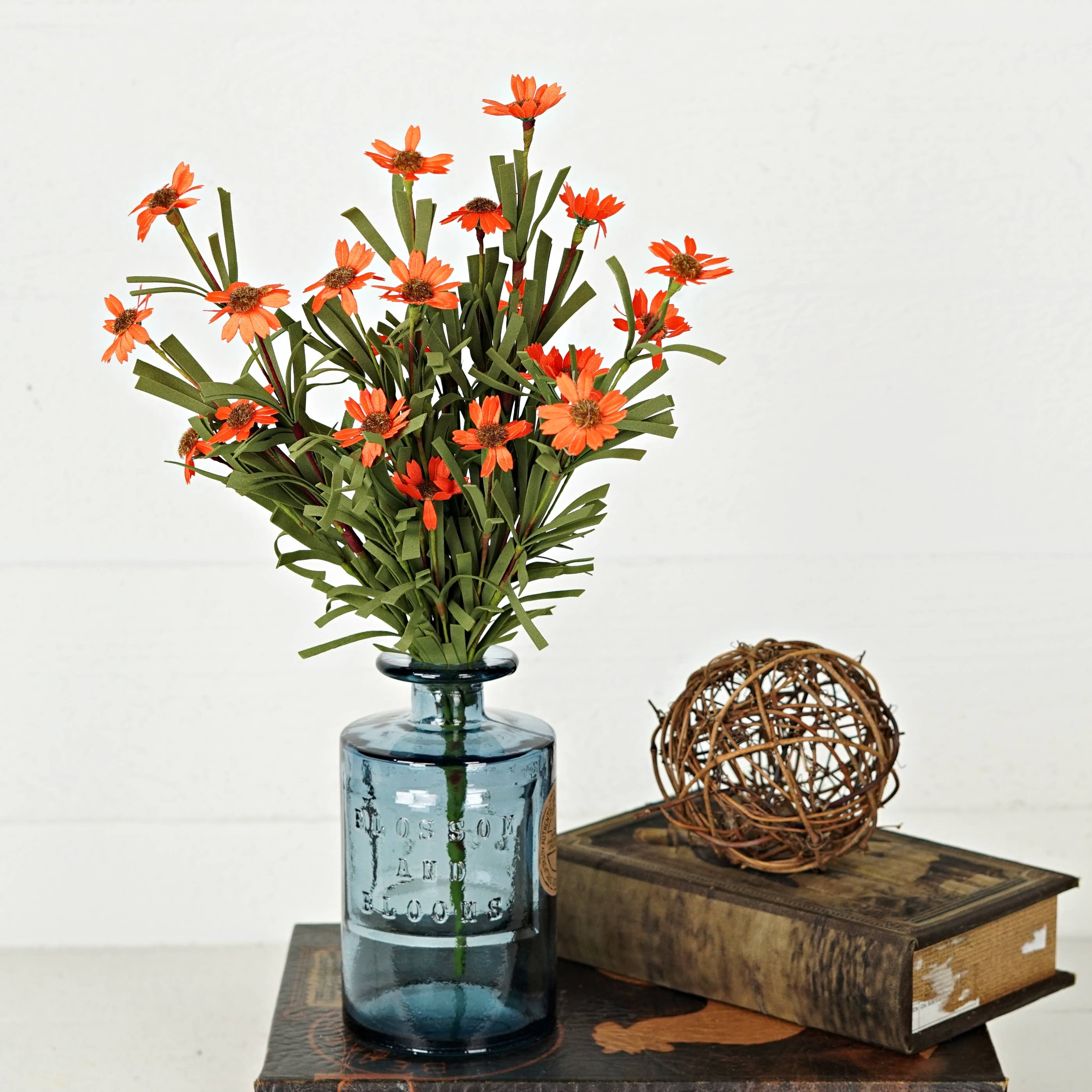 Holiday Depot Inc. - Wholesale Artificial Flowers - ISB61501-18in Mini Mountain Daisy Bush-ORANGE color1