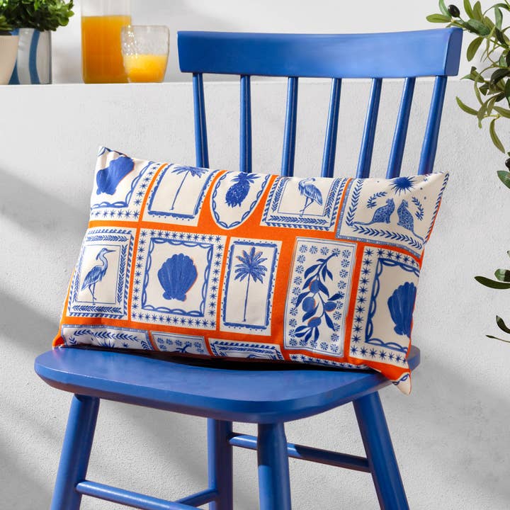 Frieze Outdoor Cushion Coral/Blue for wholesale by Riva Home