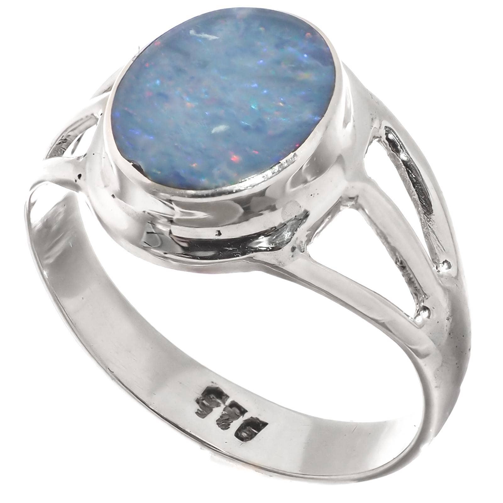 FifiRose - Wholesale Cocktail/Statement Ring - 925 sterling silver blue natural australian opal sterling sz 7 ring1