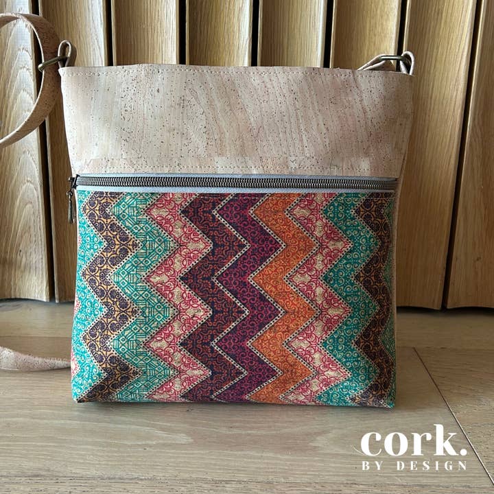 Maria Cork Shoulder Bag - Chevron for wholesale by Cork By Design