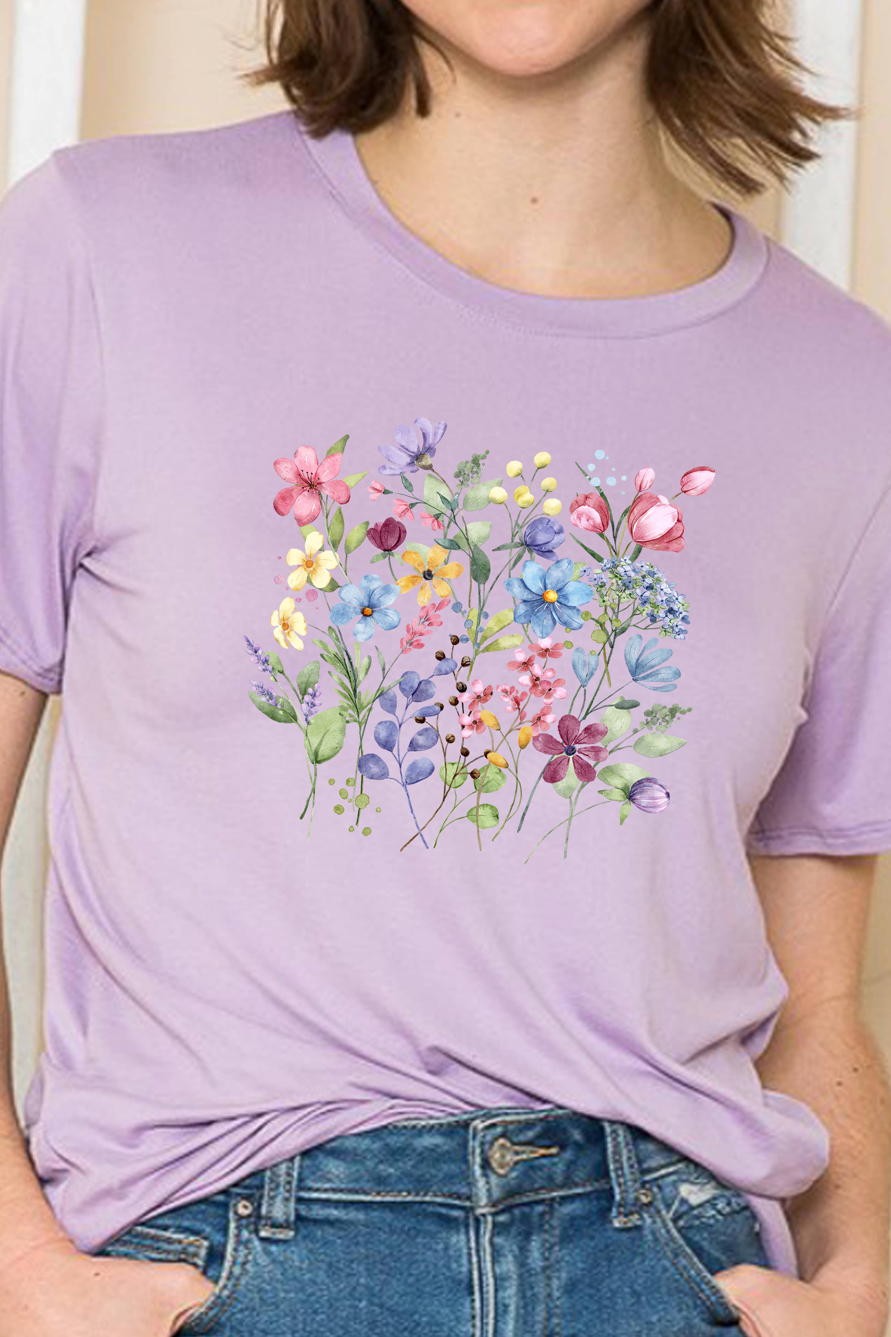 Burgundy Apparel - Wholesale Tunic - Women's - SUPER SOFT TOP WITH SPRING FLOWERS PRINT5