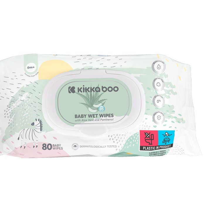 Kikkaboo - Wholesale Face & Body Wipes - Baby - Aloe Vera & Panthenol Wet Wipes 80 Units With Lid0