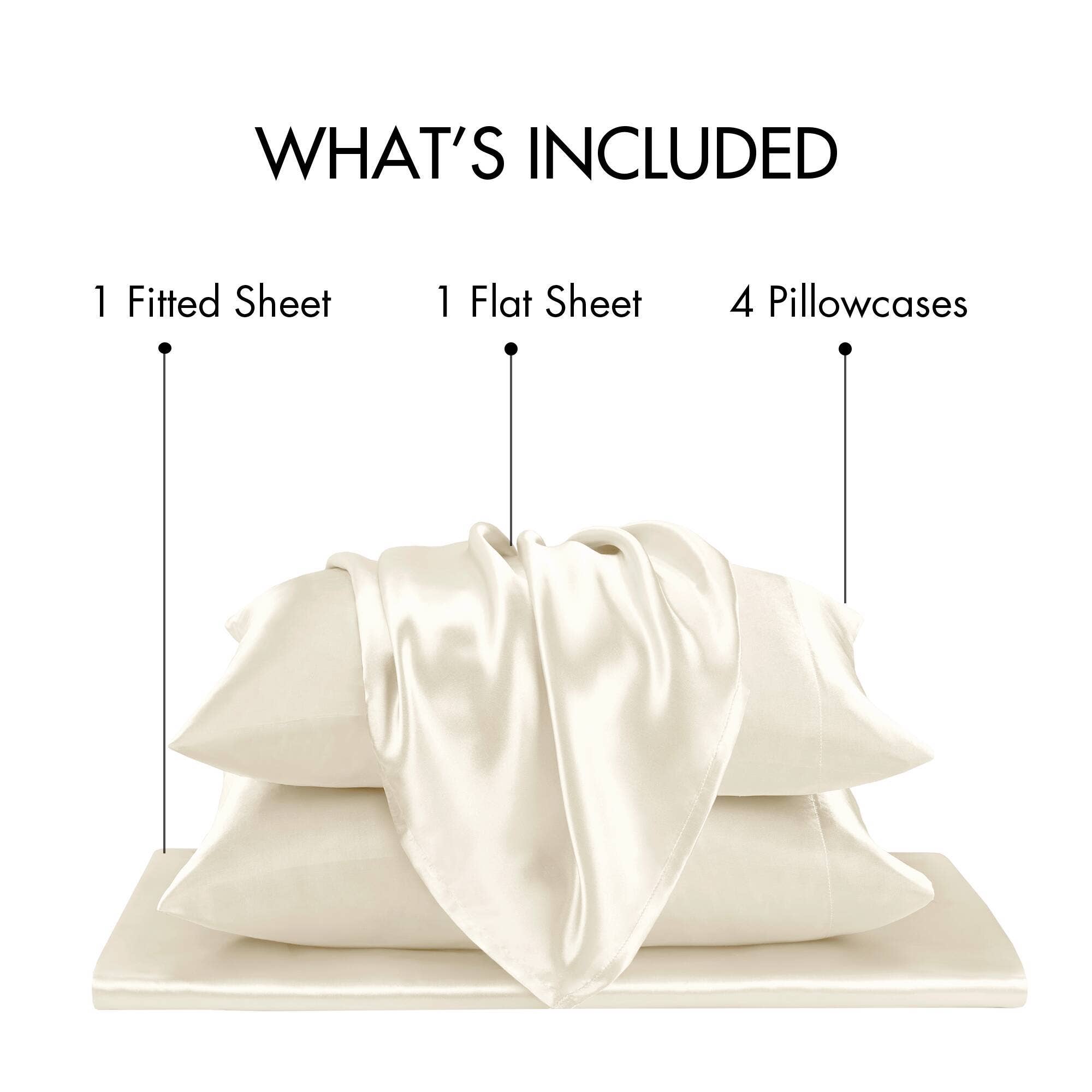 Olliix - Wholesale Sheet Set - Luxury Satin 6-Piece Sheet Set, Ivory30