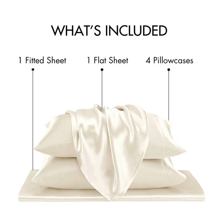 Olliix - Wholesale Sheet Set - Luxury Satin 6-Piece Sheet Set, Ivory30