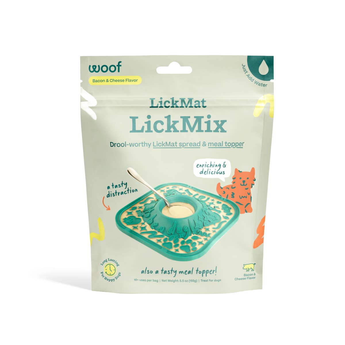 Woof - Wholesale Pet Toy - Dog - LickMat LickMix - Bacon & Cheese