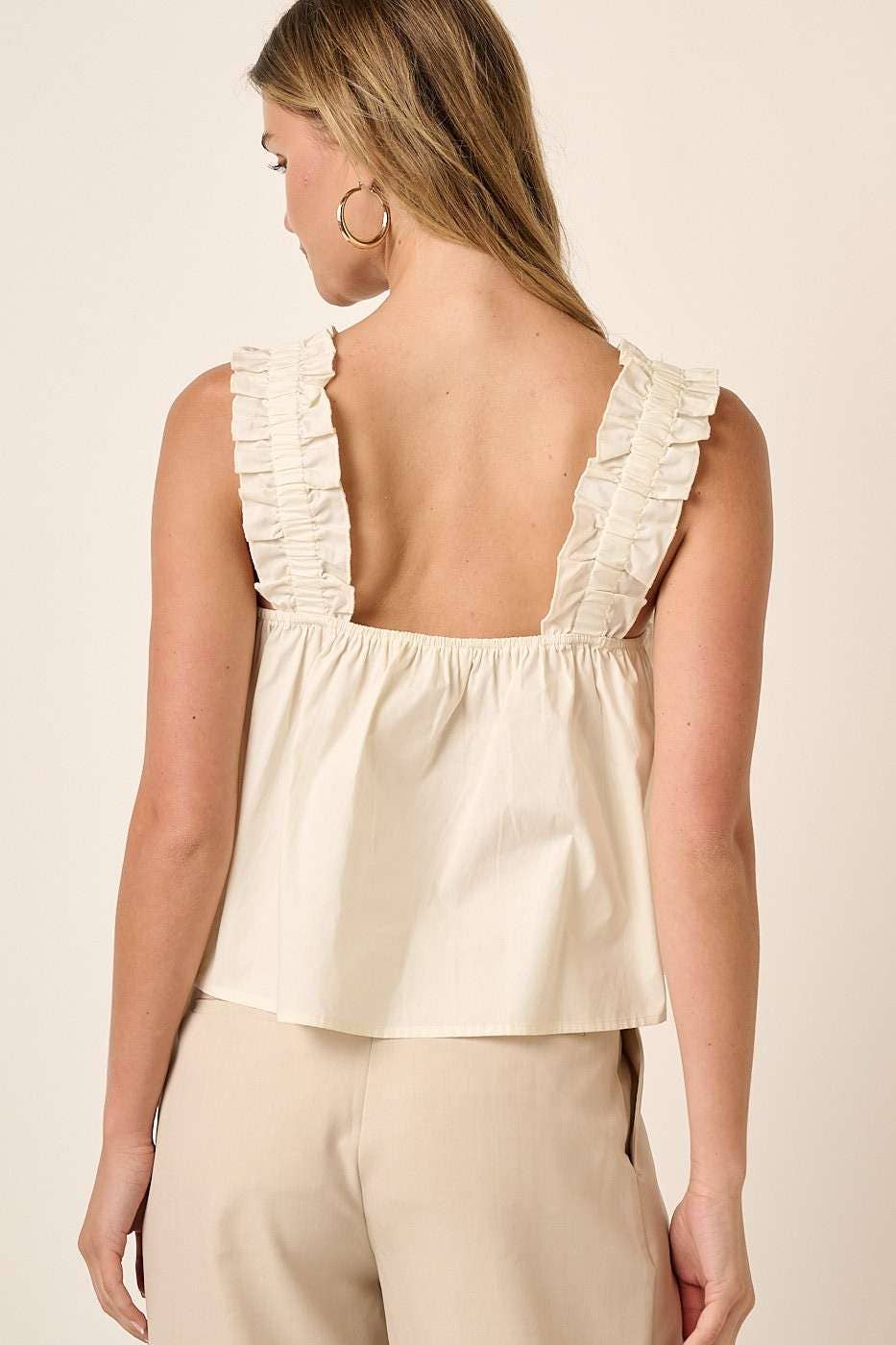 mittoshop - Wholesale Blouse - Women's - M15167-SEMI SWEETHEART NECK RUFFLE CROP TOP8