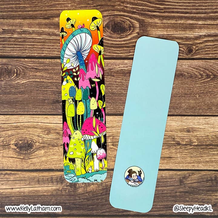 Neon Mushrooms Bookmark - Bokhandel, Bokälskare, Ljus Söt för wholesale av Kelly Latham Art
