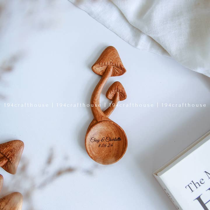 Custom Engraved Wooden Mushroom Spoon - Home Decor and Gifts for wholesale by 194 Craft House
