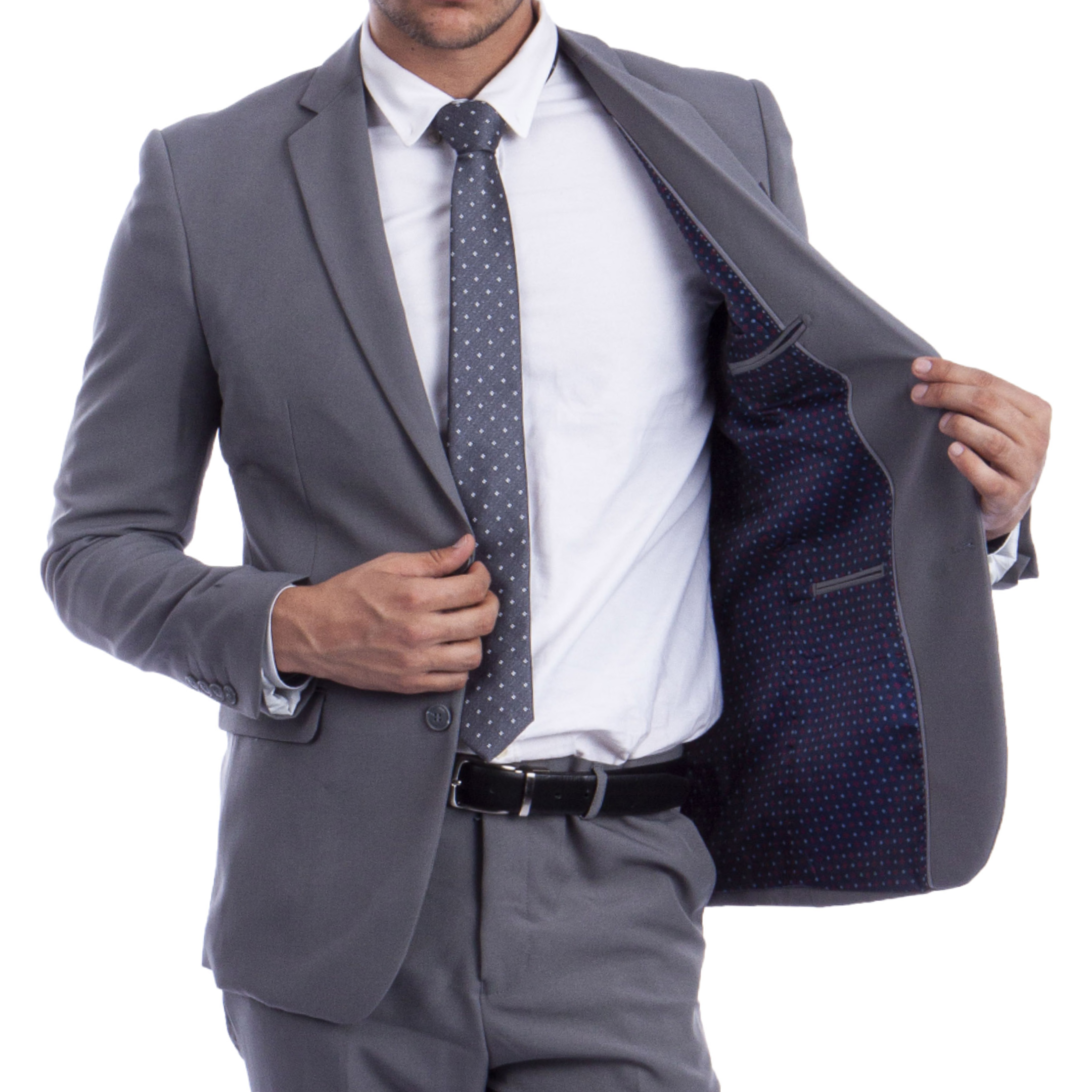 Gray Light Grey Polyester Hybrid Fit Mens Suit 2pc by Vitto for wholesale on Faire1