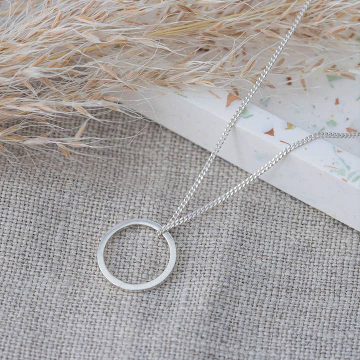 Small circle necklace, silver for wholesale by Elin Horgan Jewellery