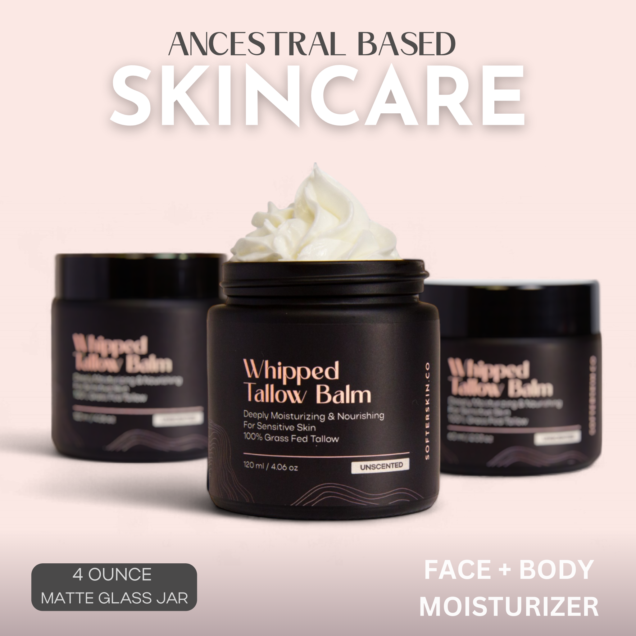 Softer Skin - Wholesale Body Cream/Lotion - Whipped Tallow Unscented (4 oz)1