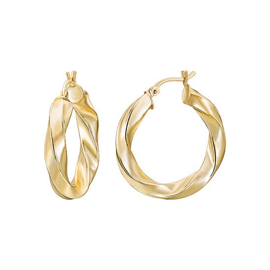 0.8" Gold Twist Hoop Earrings for wholesale by Almond Tree