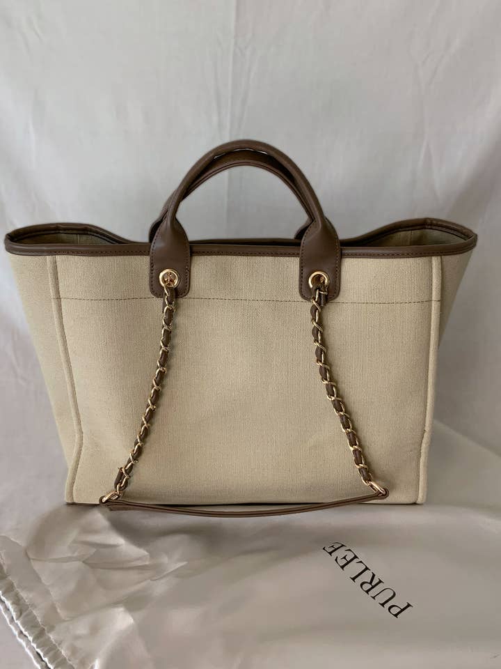 Premium Canvas Tote Bags (Brown/Beige, Black/White) for wholesale by Purlee