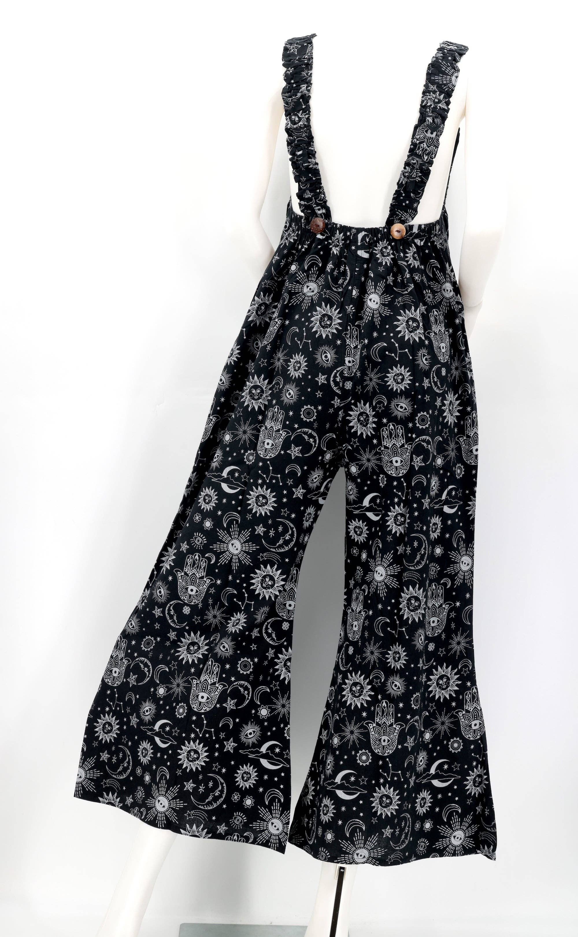 Himalaya Handmade - Wholesale Overalls - Women's - Cotton Hippie Handmade Celestial Print Wide Leg Bohemian Overalls9
