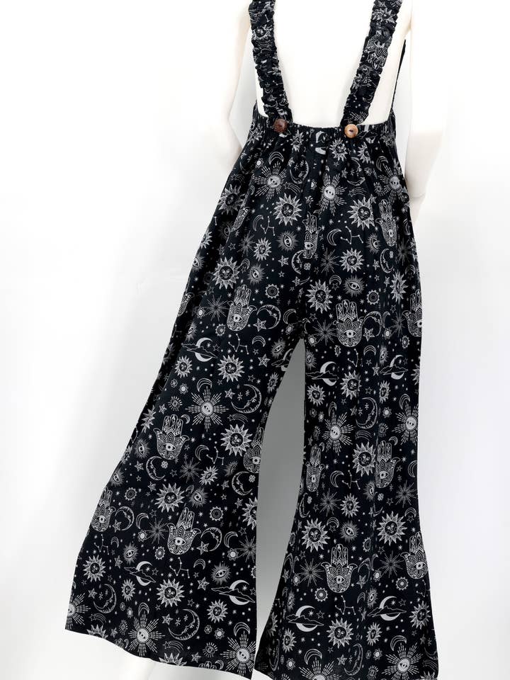 Himalaya Handmade - Wholesale Overalls - Women's - Cotton Hippie Handmade Celestial Print Wide Leg Bohemian Overalls9