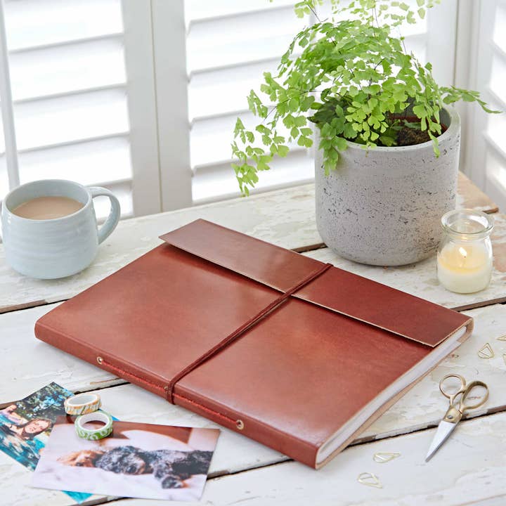 The Paper High Gift Company Limited - Wholesale Photo Album - Handmade Distressed Plain leather Photo Album - Extra Large
