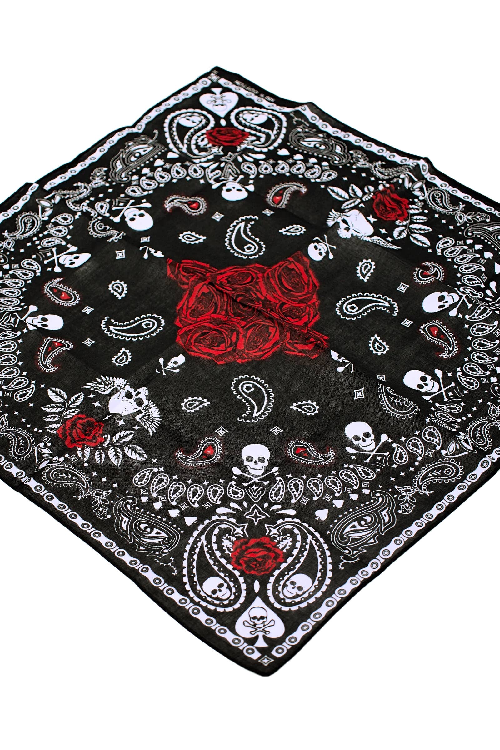 AS SHOWN Gothic Skull Paisley Floral Print Cotton Bandana for wholesale on Faire1