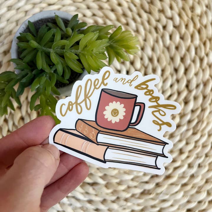 Prairie Letter Shop - Wholesale Sticker - Coffee & Books Sticker | Teacher Gift Librarian Bookworm1