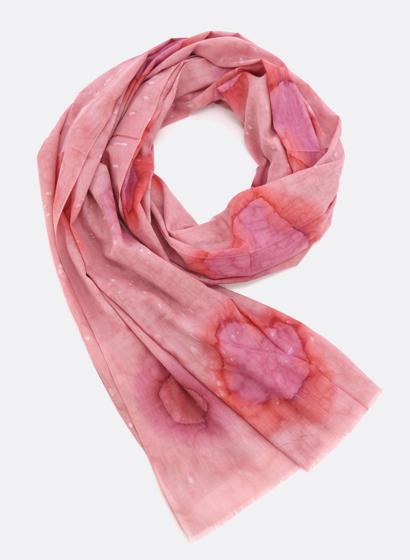 Djian - Vente Écharpe – femme - Écharpe 100 % coton biologique / Batik aquarelle - rose0