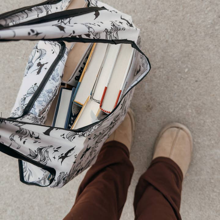 Meaggie Moos - Wholesale Grocery/shopping bag - Ivory Swords | Reusable Bookish Foldable Grocery Tote Bag8
