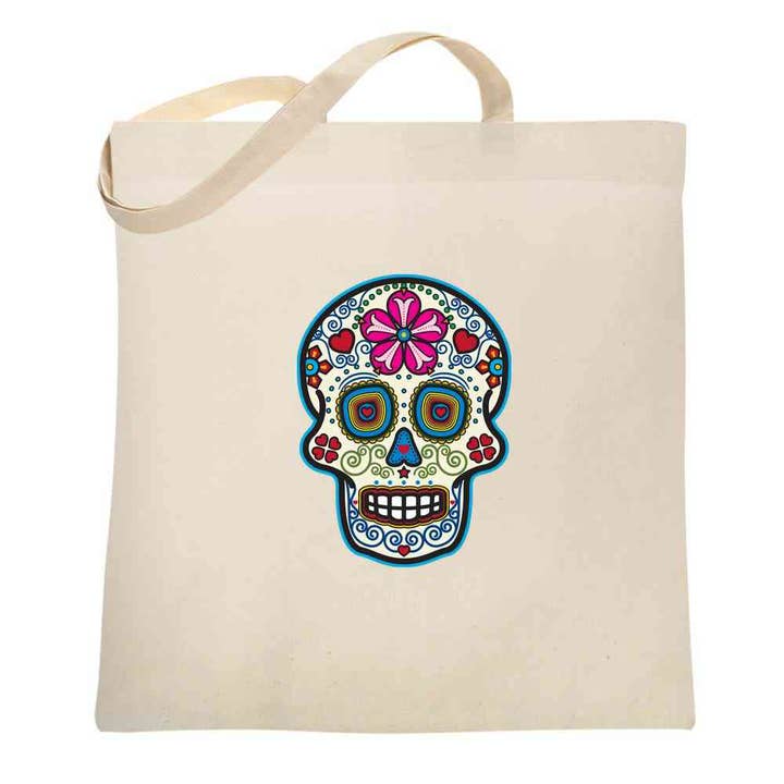 Pop Threads - Vente Tote bag – femme - Sac fourre-tout rétro Sugar Skull Dia de los Muertos Horror