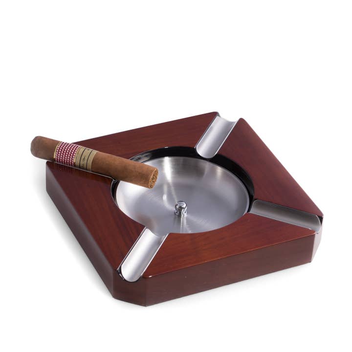 BeyBerk International - Wholesale Ashtray - 4 Cigar Lacquered Walnut Wood Ashtray2