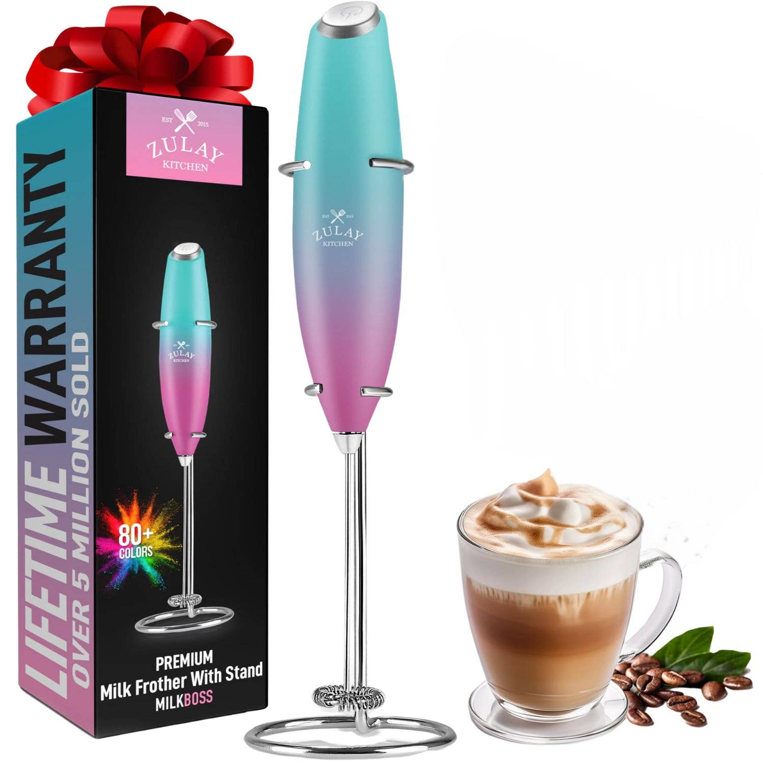 Zulay Kitchen - Wholesale Kitchen Tool/Gadget - Powerful Handheld Milk Frother - With Stand30