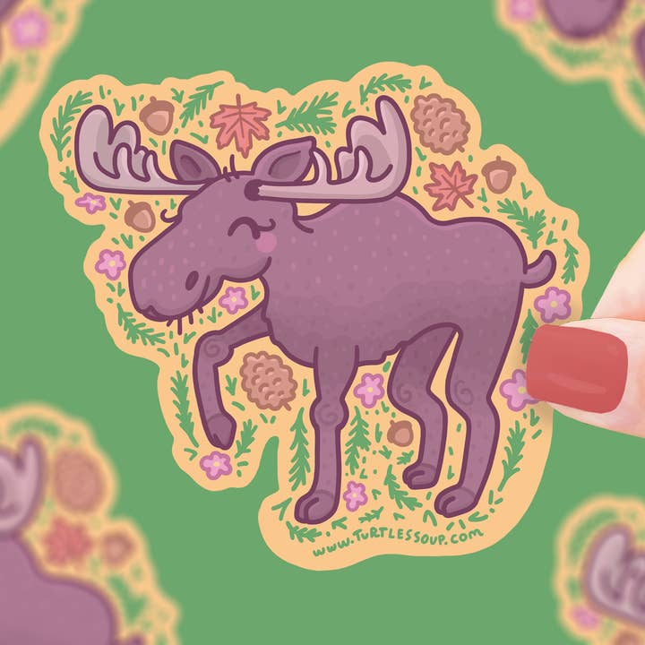 Adhesivo de vinilo con forma de bonito animal de Forest Moose para venta al por mayor de Turtle's Soup