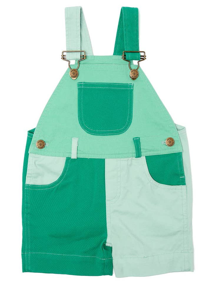 Shorts con bloques de colores tonales - Verde para venta al por mayor de Dotty Dungarees
