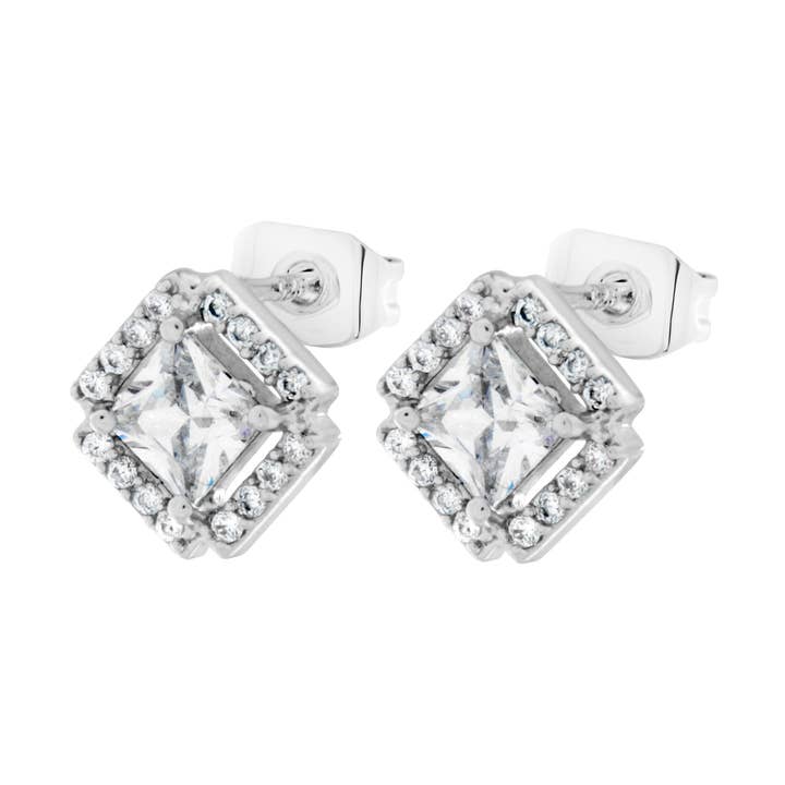 Quadratische Kristall-Ohrstecker für den Großhandel von Byzantium Collection Ltd