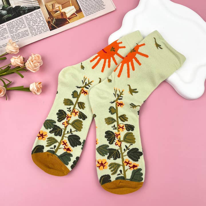 Vintage Artistic Abstract Oil Painting Mid-Calf Socks for wholesale by mildstyles