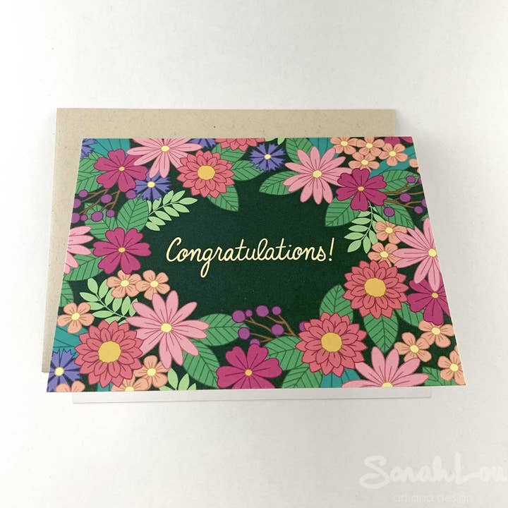 Gefeliciteerd Wildflowers - Wenskaart voor wholesale door SarahLou Art and Design