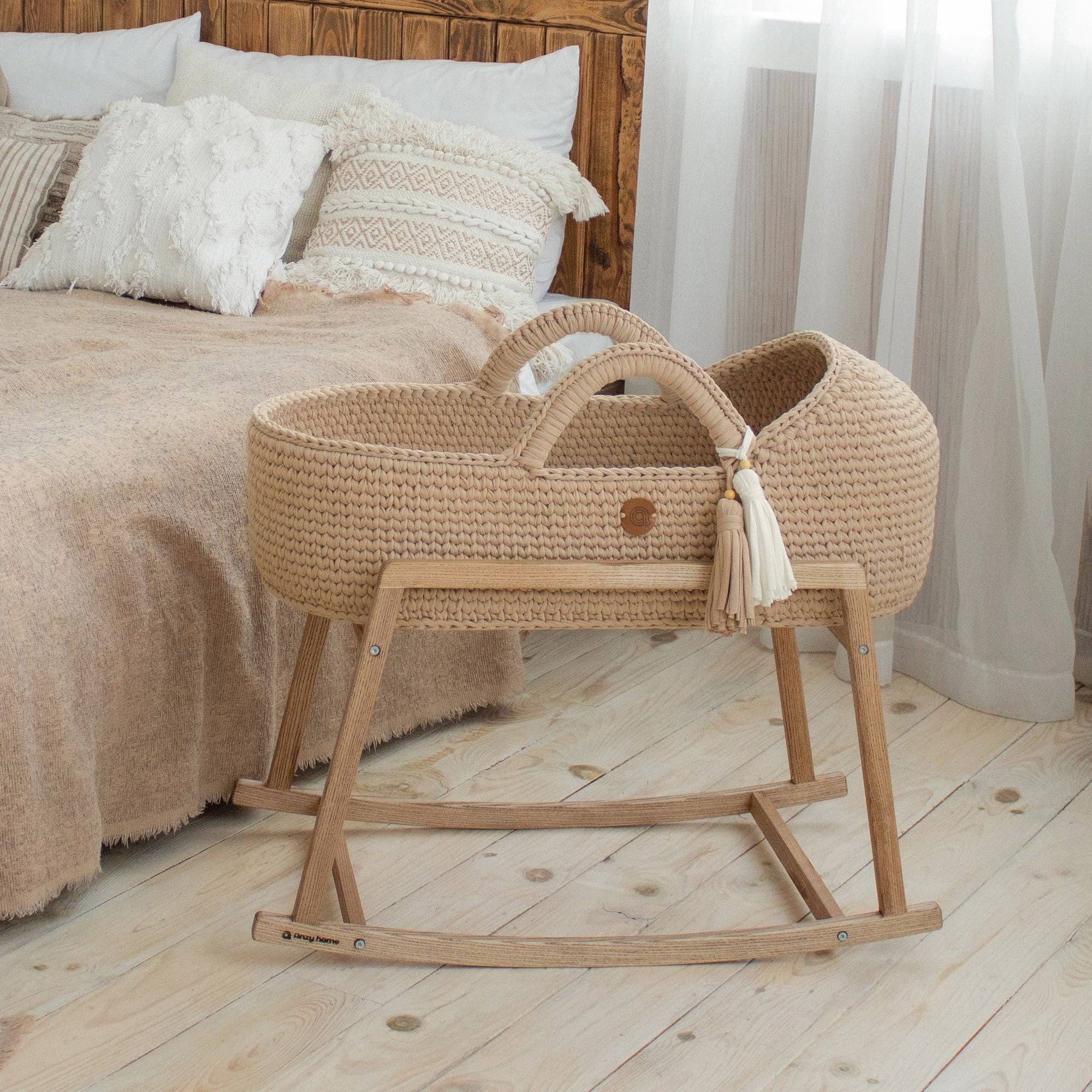 ANZY HOME - Wholesale Bassinet - Baby - Knitted Baby Moses Basket With Round Hood9