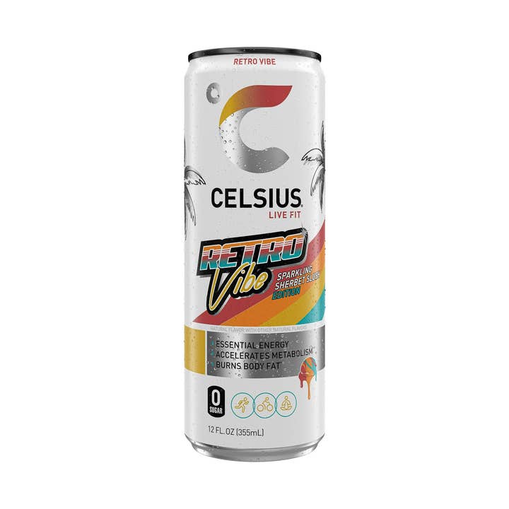 EcoQuality - Wholesale Sports/Energy Drink - 12oz Celsius Original Retro Vibe Energy Drink Sparkling Pack of 12