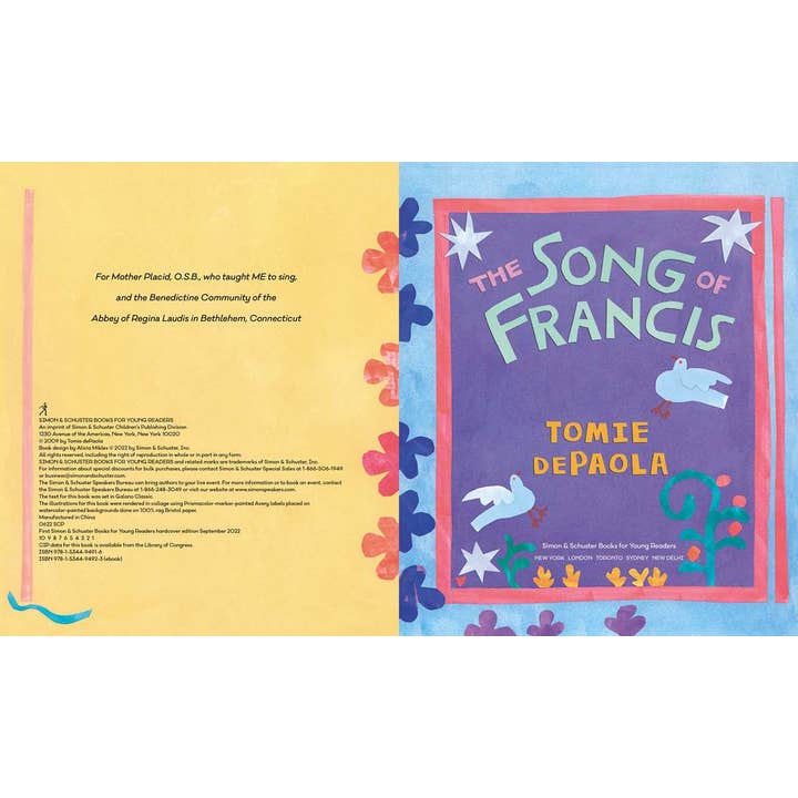 Simon & Schuster - Wholesale Preschool Book (3-5) - Song of Francis by Tomie dePaola1