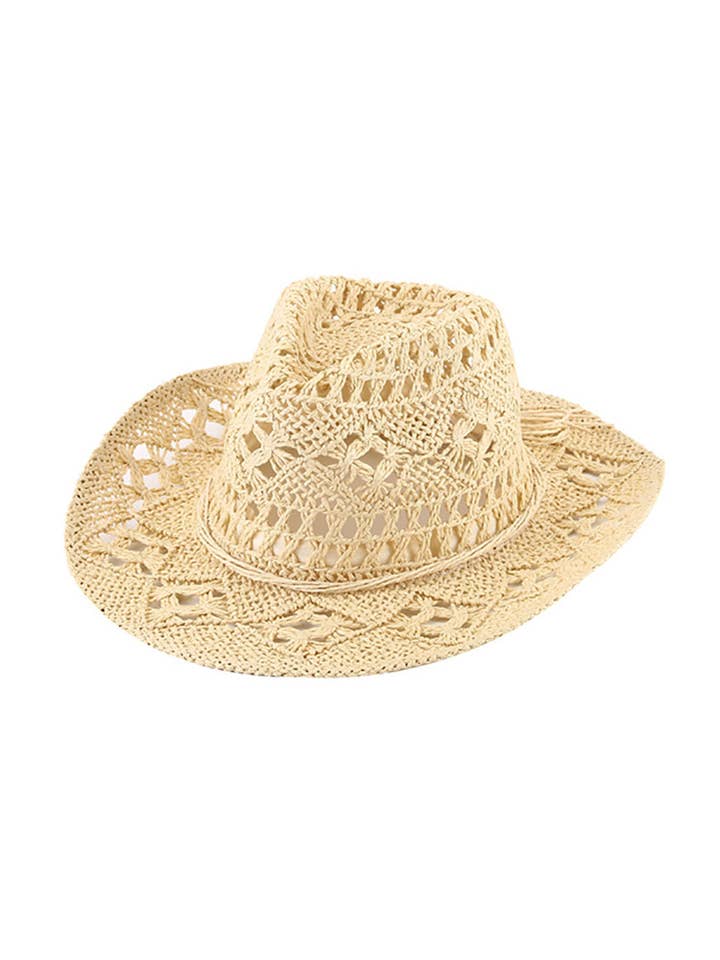 Chapeau de cowboy en paille de style crochet pour la vente par Embellish Your Life