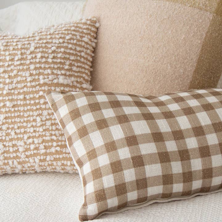 Oatmeal Oden Boucle Pillow Cover with Border – Textured, Decorative for wholesale on Faire3
