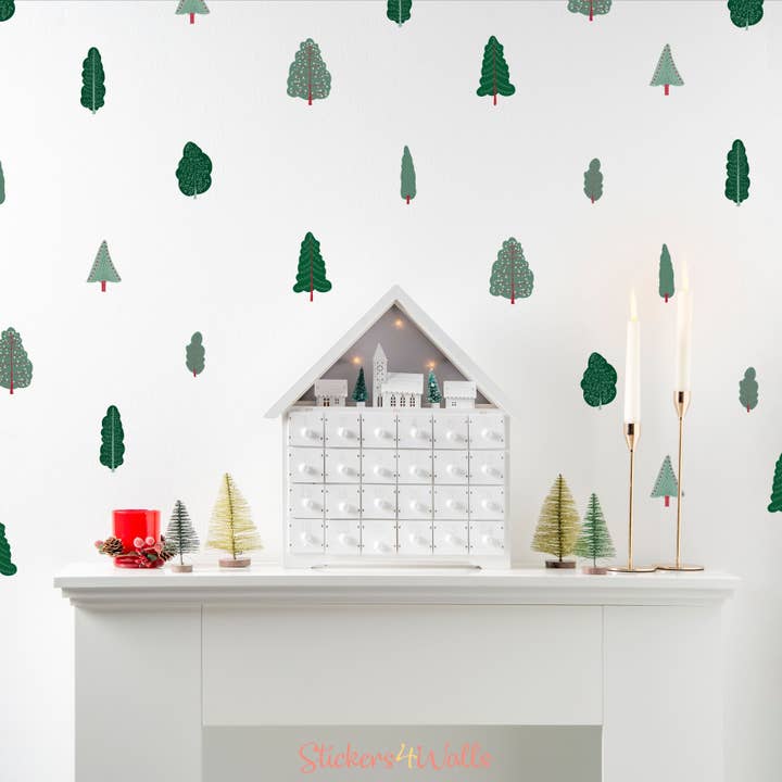 Fake wallpaper effect Little Woodland Tree Wall Stickers - reusable for wholesale by FabriStick Ltd