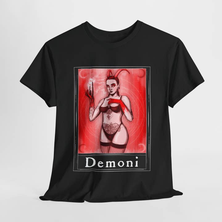Demoni Tarot (Voor- en Achterprint) Unisex Zwaar Katoenen T-shirt voor wholesale door LVB Art