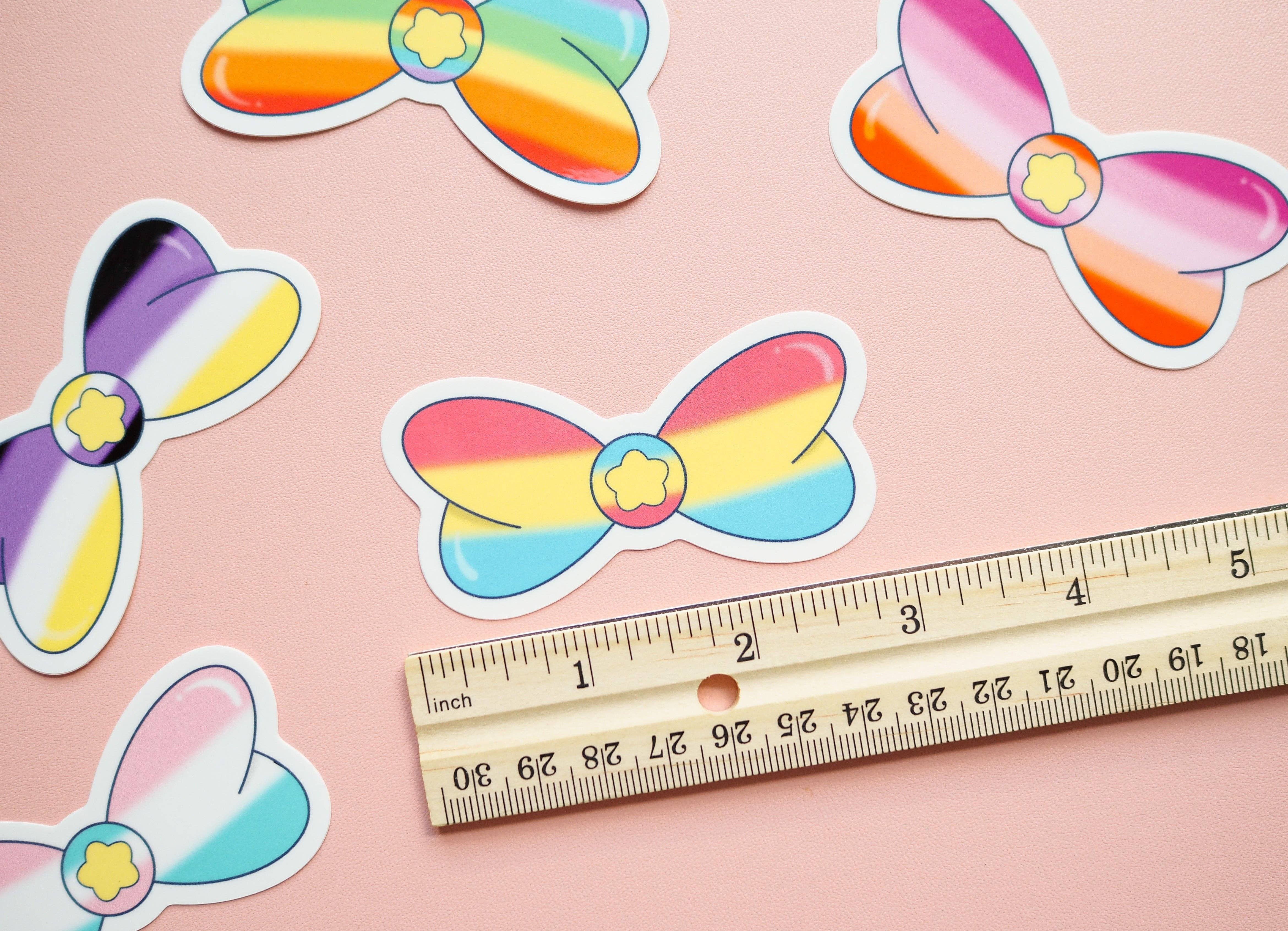 The Harpy Otter Co - Wholesale Sticker - Gay Pride Flag Magical Bow Sticker1