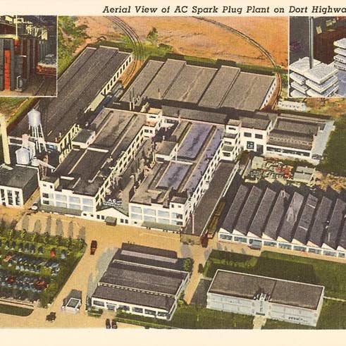 Art Print MI-233 AC Spark Plug Factory, Flint for wholesale by Found Image Press