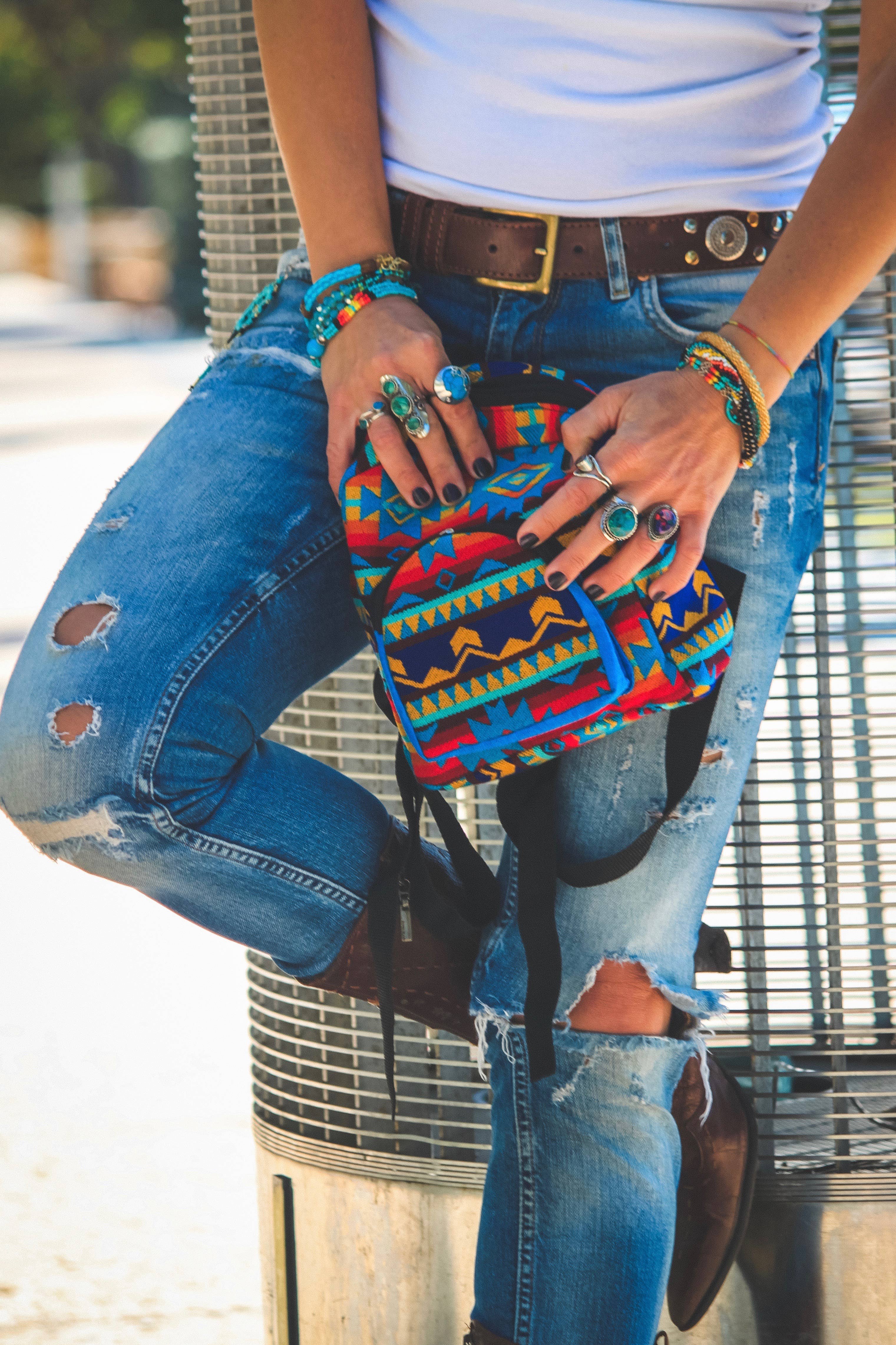 Pichincha - Vente Sac à dos – femme - Sac à dos équatorien à rayures tribales Mini « Baby »7