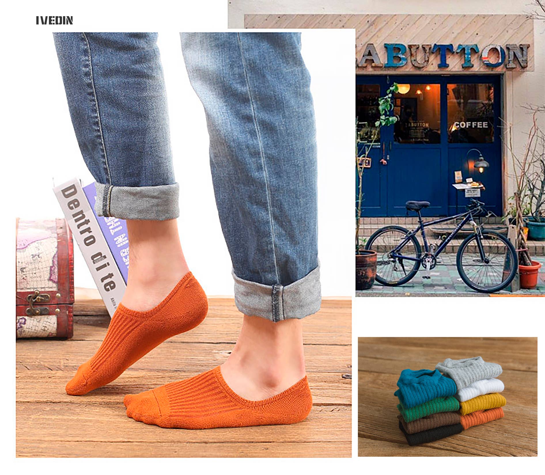 Ivedin - Wholesale Socks - Unisex - Non-Slip Invisible Cotton Socks Packs9
