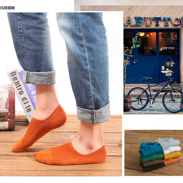 Ivedin - Wholesale Socks - Unisex - Non-Slip Invisible Cotton Socks Packs9