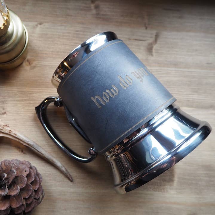 Leather Wrapped Tankard with Quote for wholesale by Hord