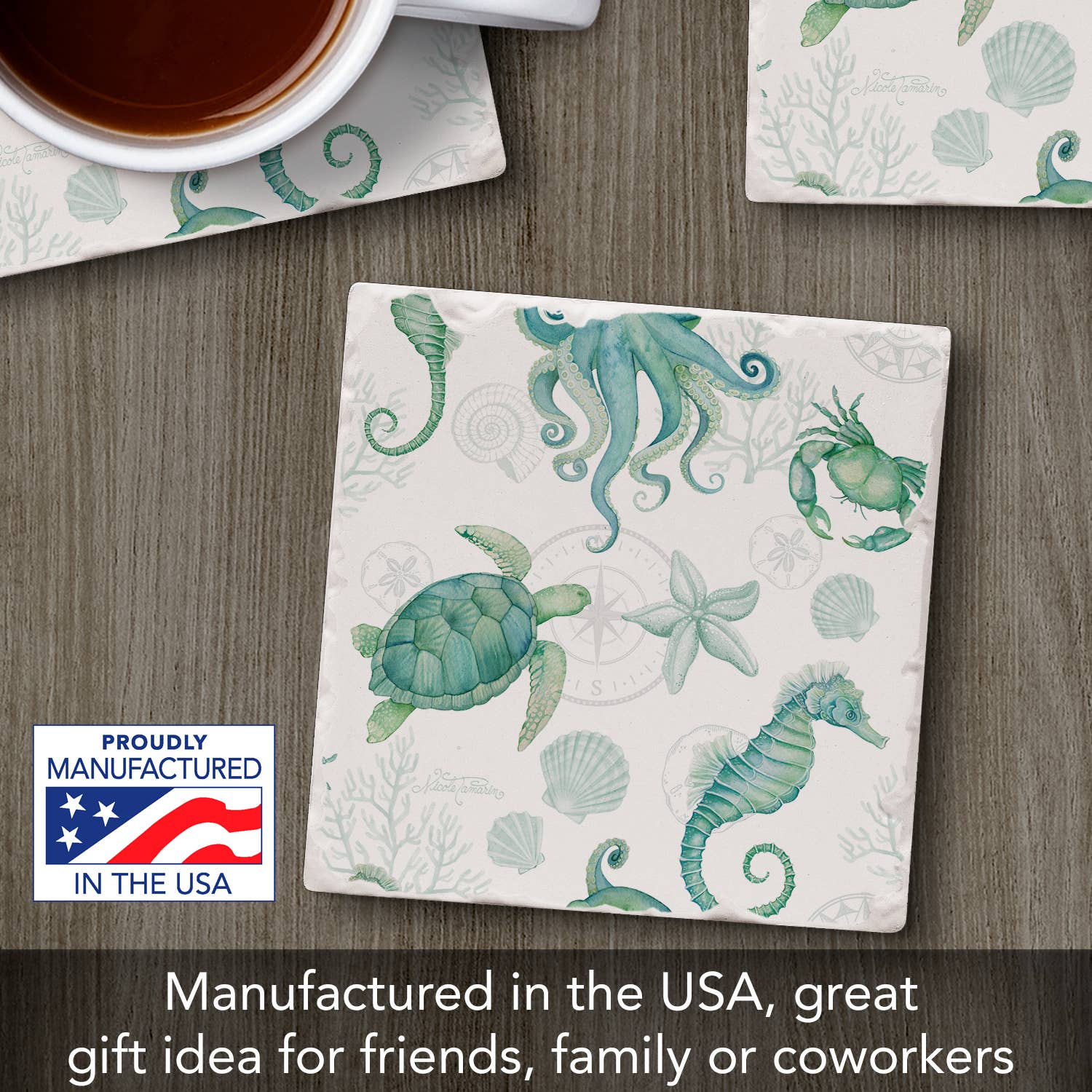 CounterArt/Highland Home/Thirstystone - Wholesale Onderzetters - Beach Therapy Sea Life enkele absorberende tuimelachtbaan1