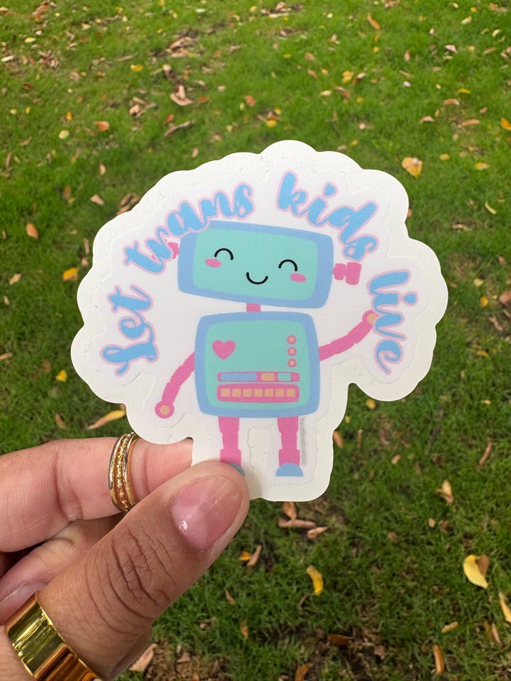 Let Trans Kids Live vinyl sticker for wholesale by Sacred Paintbrush Arts